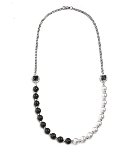 Black and white pearl statement necklace