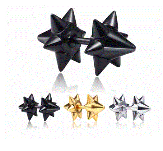 black irregular prick stud earrings (unisex)